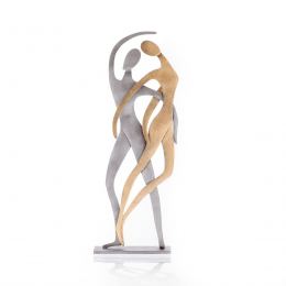 Dancing Couple Figurines - Modern Handmade Metal Table Art Decor- Silver & Gold - Large 40cm (15.7")