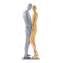 Love Couple Figurines, Modern Handmade Metal Table or Wall Ornament - 10.6" (27cm)