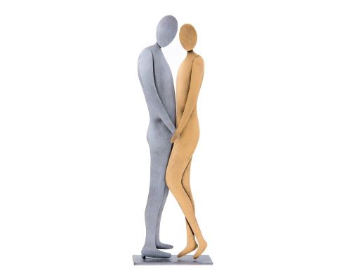 Love Couple Figurines, Modern Handmade Metal Table or Wall Ornament - 10.6" (27cm)