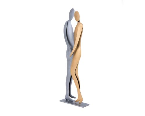 Love Couple Figurines, Modern Handmade Metal Table or Wall Ornament - 10.6" (27cm)