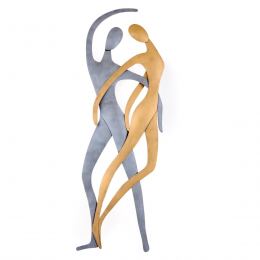 Dancing Couple Figurines - Modern Handmade Metal Wall Art Decor - Silver & Gold, 66cm (25.9")