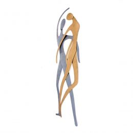 Dancing Couple Figurines - Modern Handmade Metal Wall Art Decor - Silver & Gold, 66cm (25.9")