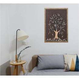 Olive Tree, 3D Handmade Wood & Metal Wall Art Framed Decor, 25" (64cm)