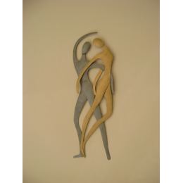 Dancing Couple Figurines - Modern Handmade Metal Wall Art Decor - Silver & Gold, 66cm (25.9")