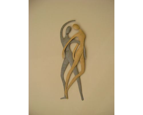 Dancing Couple Figurines - Modern Handmade Metal Wall Art Decor - Silver & Gold, 66cm (25.9")