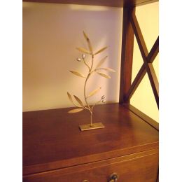 Olive Tree - Metal Handmade Decorative Tabletop Accessory - Gold & Silver, 10.6" (27cm)