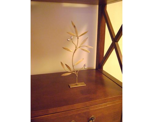 Olive Tree - Metal Handmade Decorative Tabletop Accessory - Gold & Silver, 10.6" (27cm)