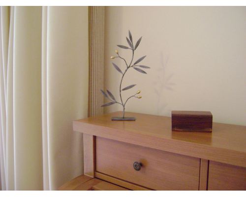 Olive Tree - Handmade Metal Decorative Tabletop Accessory - Silver & Gold, 10.6" (27cm)