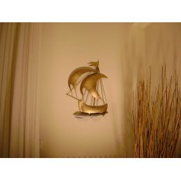 Sailing Ship, Wall Art Sculpture - Handmade Metal Nautical Wall Art Decor, 20" (50cm)