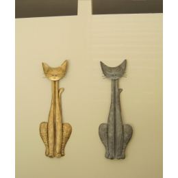 Cat Figure - Large Handmade Metal Wall Art Decor Sculpture - 2 colors