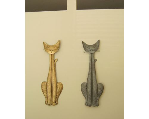 Cat Figure - Large Handmade Metal Wall Art Decor Sculpture - 2 colors