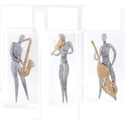 Music Player Figurine - Modern Handmade Metal Wall Decorative Sculpture - 3 Designs