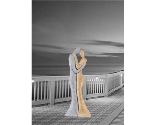 Embraced Couple - Modern Handmade Metal Wall Hanging Art Decor, 25" (63cm)