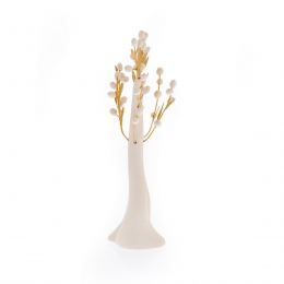 Olive Tree Ornament - Handmade Ceramic with Bronze Leaves - White - 13.8'' (35cm)