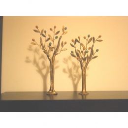 Olive Trees Set of 2 - Handmade Bronze & Ceramic Sculptures - Modern Art Table Decor