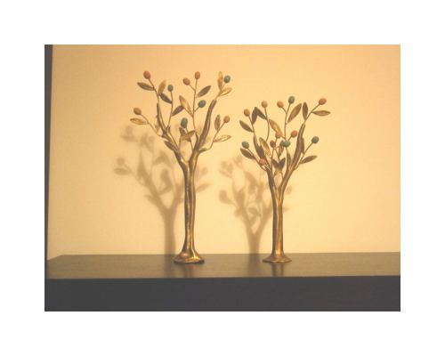 Olive Trees Set of 2 - Handmade Bronze & Ceramic Sculptures - Modern Art Table Decor