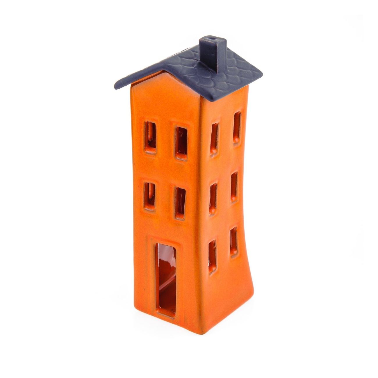 Orange Candle Lantern House Design Modern Handmade Ceramic Large