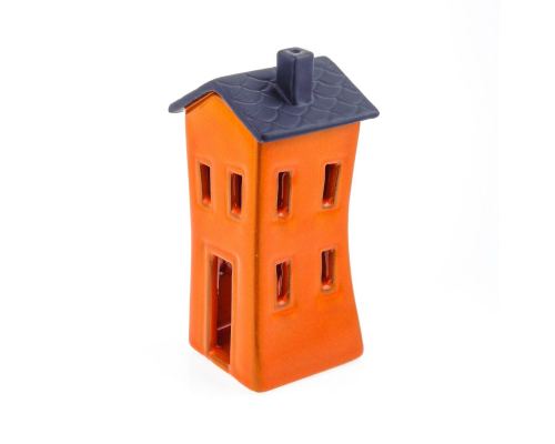Orange Candle Lantern, House Design - Modern Handmade Ceramic - Small