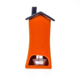 Orange Candle Lantern, House Design - Modern Handmade Ceramic - Small