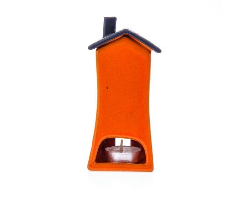 Orange Candle Lantern, House Design - Modern Handmade Ceramic - Small