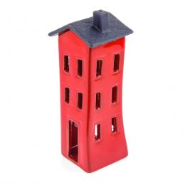 Red Candle Lantern, House Design - Modern Handmade Ceramic - Large