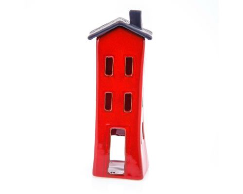 Red Candle Lantern, House Design - Modern Handmade Ceramic - Large