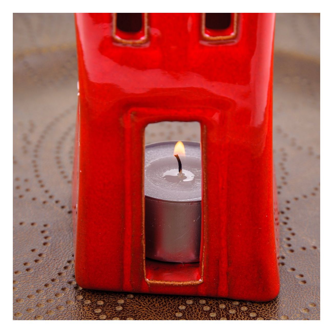 Red Candle Lantern, House Design Modern Handmade Ceramic Large