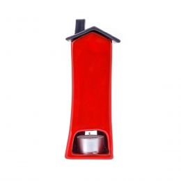 Red Candle Lantern, House Design - Modern Handmade Ceramic - Large