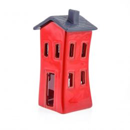 Red Candle Lantern, House Design - Modern Handmade Ceramic - Small