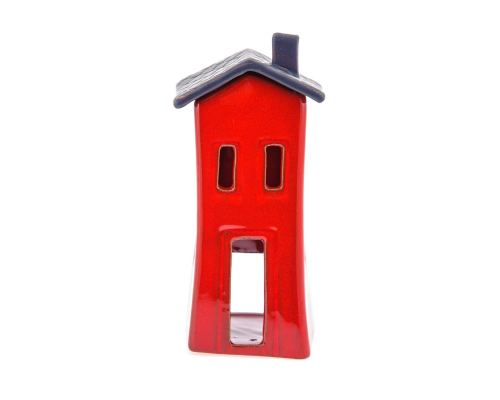 Red Candle Lantern, House Design - Modern Handmade Ceramic - Small