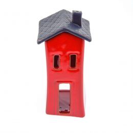 Red Candle Lantern, House Design - Modern Handmade Ceramic - Small