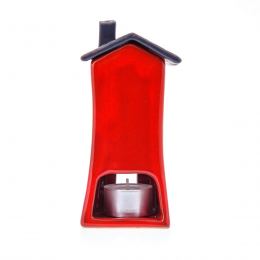 Red Candle Lantern, House Design - Modern Handmade Ceramic - Small