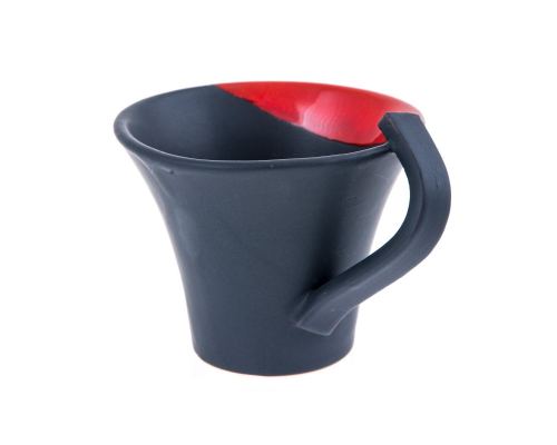 Bowl & Mug or Cup Set, Modern Handmade Ceramic, Red & Black