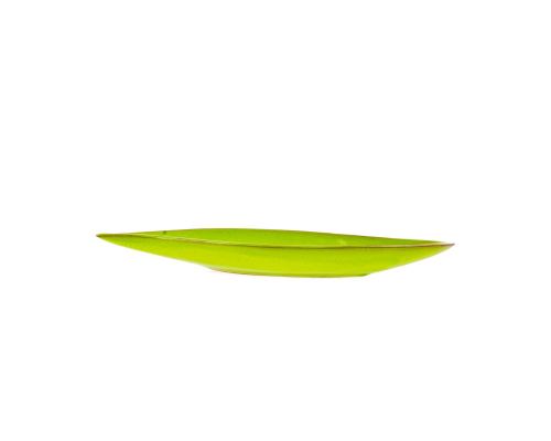 Ceramic Green Serving Dish or Platter, Modern Handmade, Leaf Design, Large 15.3'' (39cm)