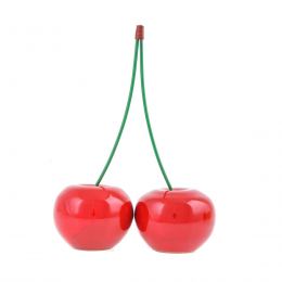 Red Cherry, Large Double - Modern Handmade Ceramic Decor Ornament - 8.2'' (21cm)