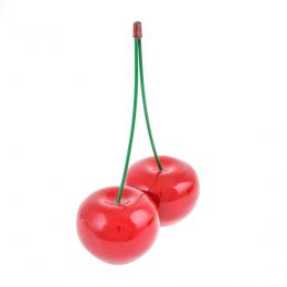 Red Cherry, Large Double - Modern Handmade Ceramic Decor Ornament - 8.2'' (21cm)