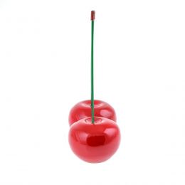 Red Cherry, Large Double - Modern Handmade Ceramic Decor Ornament - 8.2'' (21cm)