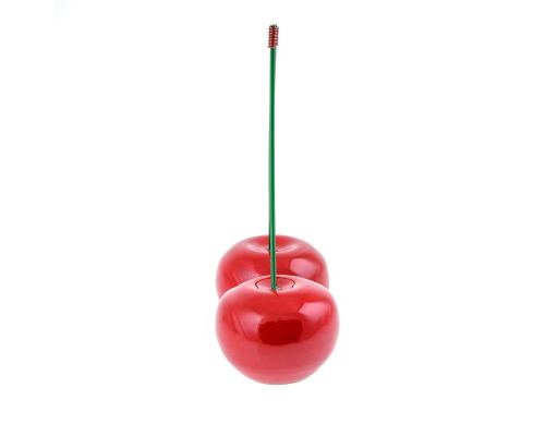 Red Cherry, Large Double - Modern Handmade Ceramic Decor Ornament - 8.2'' (21cm)