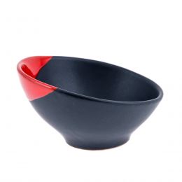 Serving Bowl - Modern Handmade Ceramic - Bright Red & Grey - 6.3'' (16cm)