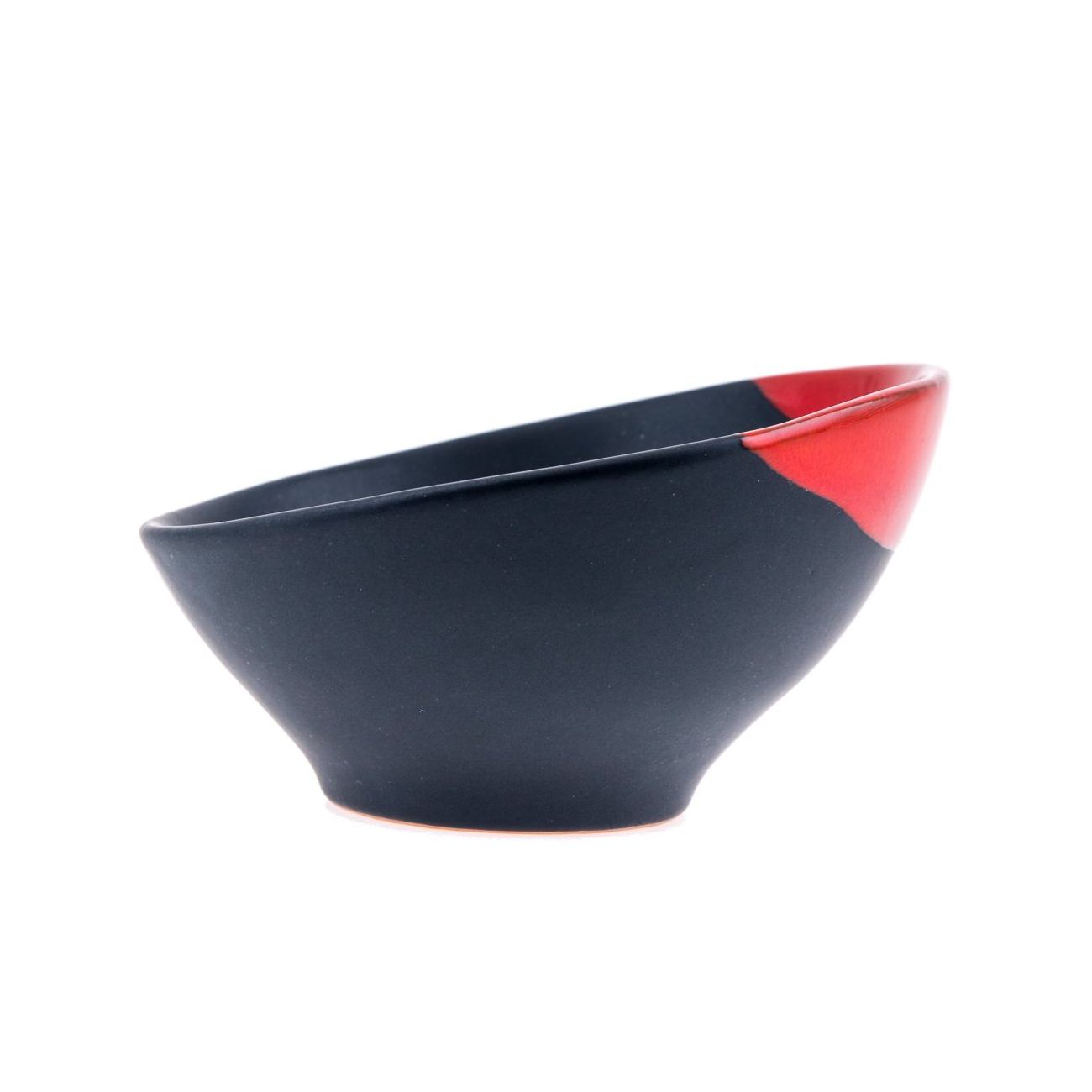 Serving Bowl Modern Handmade Ceramic Bright Red & Grey 6.3'' (16cm)
