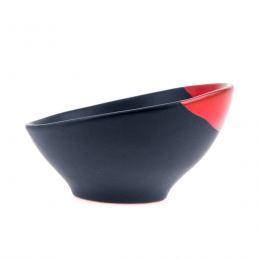 Serving Bowl - Modern Handmade Ceramic - Bright Red & Grey - 6.3'' (16cm)