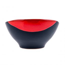 Serving Bowl - Modern Handmade Ceramic - Bright Red & Grey - 6.3'' (16cm)