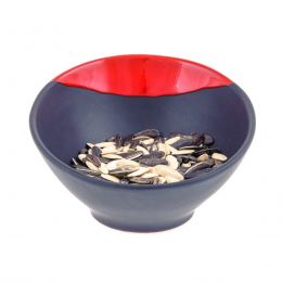 Serving Bowl - Modern Handmade Ceramic - Bright Red & Grey - 6.3'' (16cm)