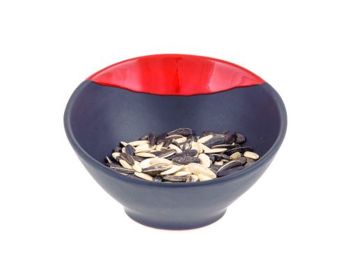 Serving Bowl - Modern Handmade Ceramic - Bright Red & Grey - 6.3'' (16cm)