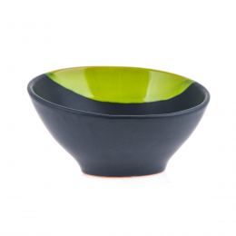 Serving Bowl - Modern Handmade Ceramic - Bright Green & Grey - 6.3'' (16cm)