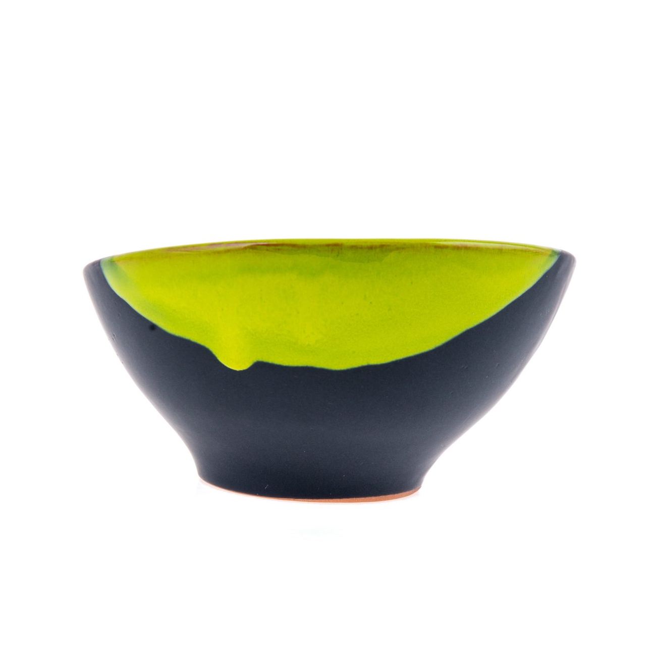 Serving Bowl Modern Handmade Ceramic Bright Green & Grey 6.3'' (16cm)