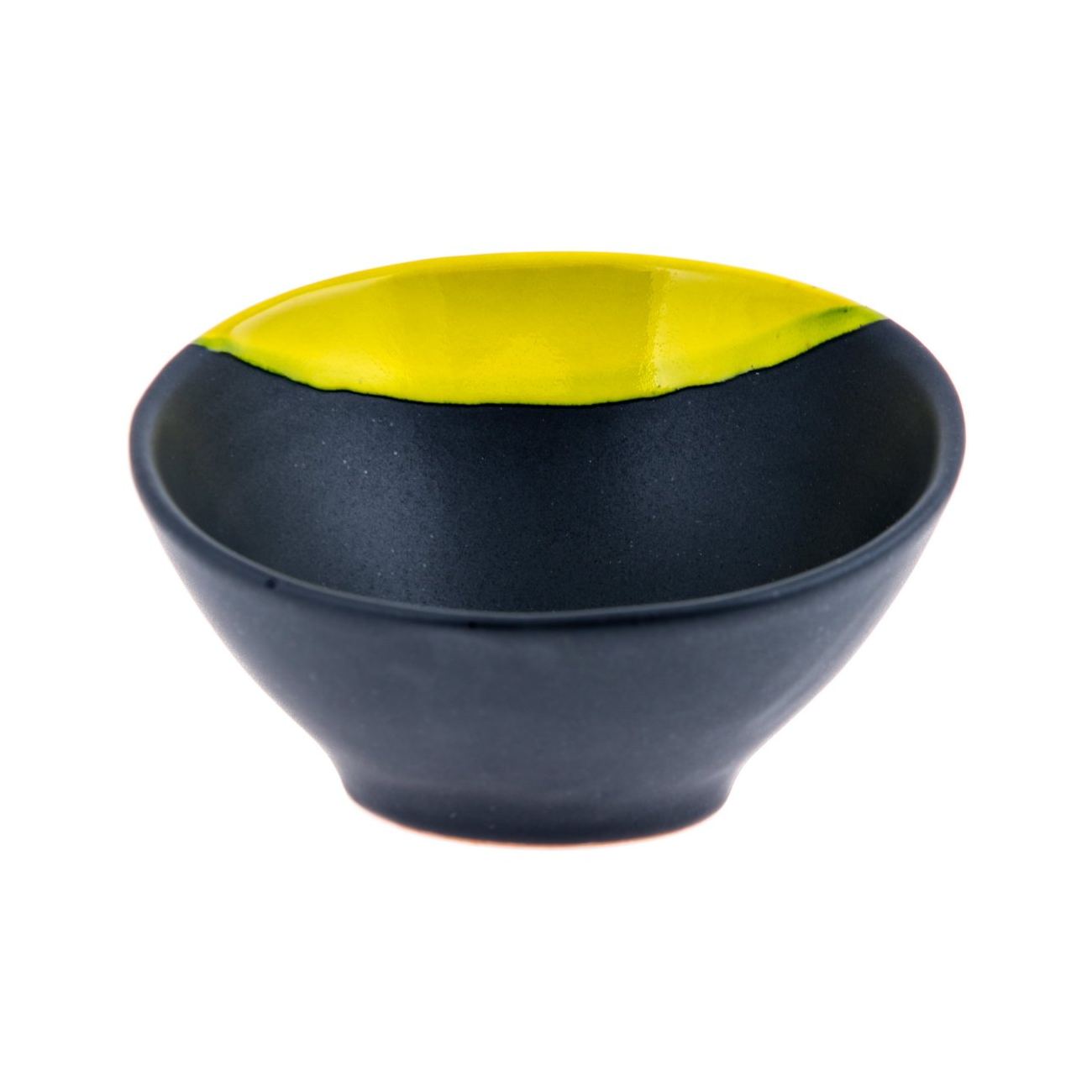 Serving Bowl Modern Handmade Ceramic Bright Yellow & Grey 6.3