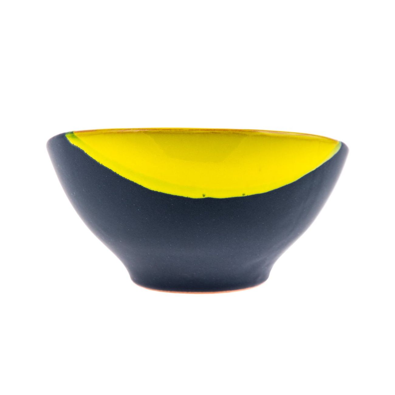 Serving Bowl Modern Handmade Ceramic Bright Yellow & Grey 6.3'' (16cm)