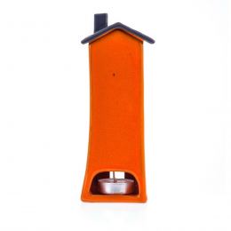 Orange Candle Lanterns Set, House Design - Modern Handmade Ceramic, Large & Small