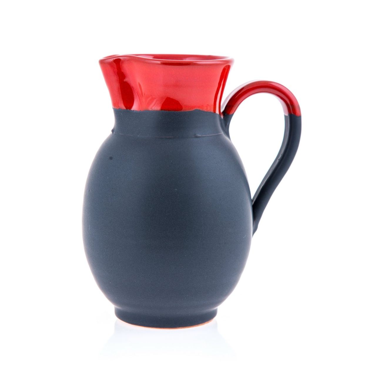 Ceramic Decanter or Pitcher Modern & Stylish Handmade, Red & Grey 6.7